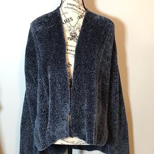 89th & MADISON HI- LO SUPER SOFT CARDIGAN DENIM BLUE SIZE LARGE